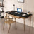 Black+Burlywood Rectangular Solid Wood with 2 drawers desk-2141924496