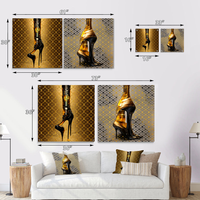 Luxury Brand Bionic Heel II - Ensemble de 2 art mural en verre acrylique, H 16 po x l 33 po