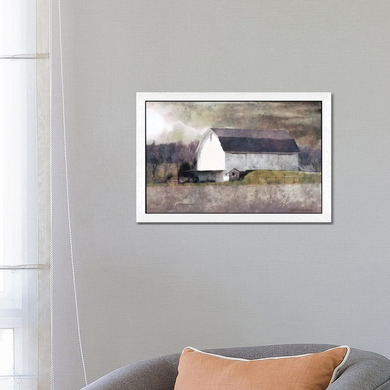 Rustic White Barn Scene I by Bluebird Barn - Wrapped Canvas Print, White Floater Framed, 66.04 cm H x 45.72 cm W
