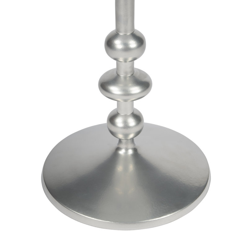 Zora Distressed Iron Pedestal Side Table, Nickel