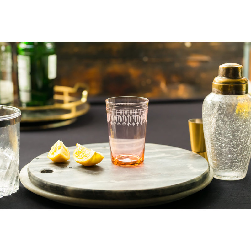 Handmade Crystal Drinking Glass, Clear/Orange