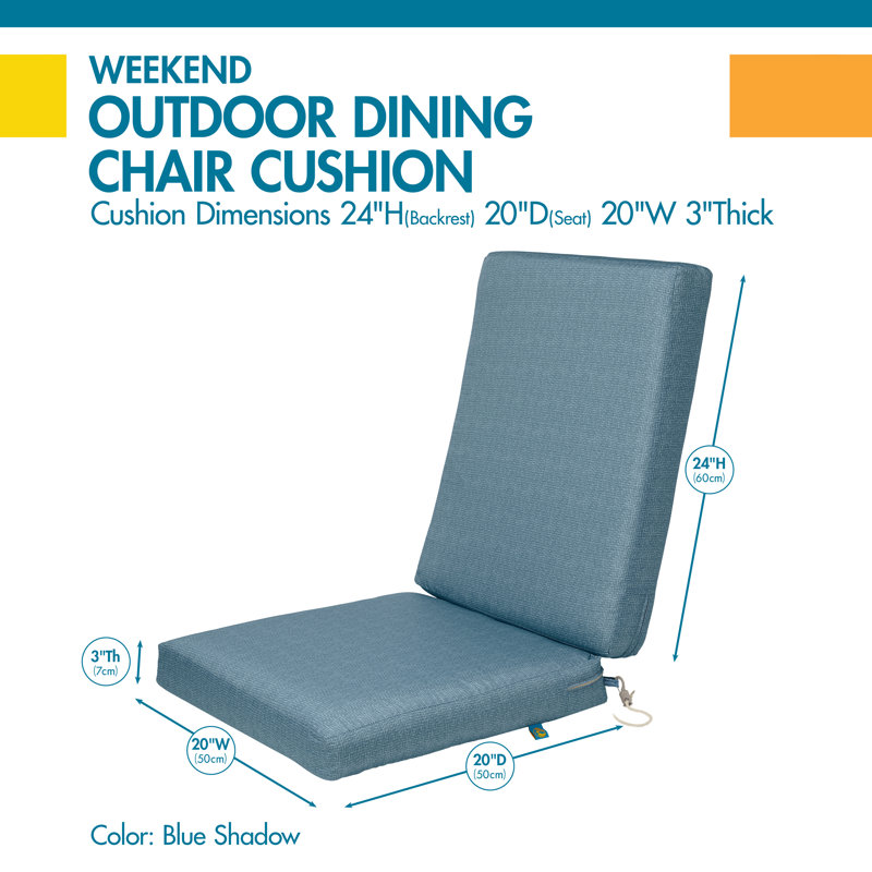 Coussin de siège d’extérieur Weekend, H 20 po x l 44 po x P 3 po, Ombre bleue