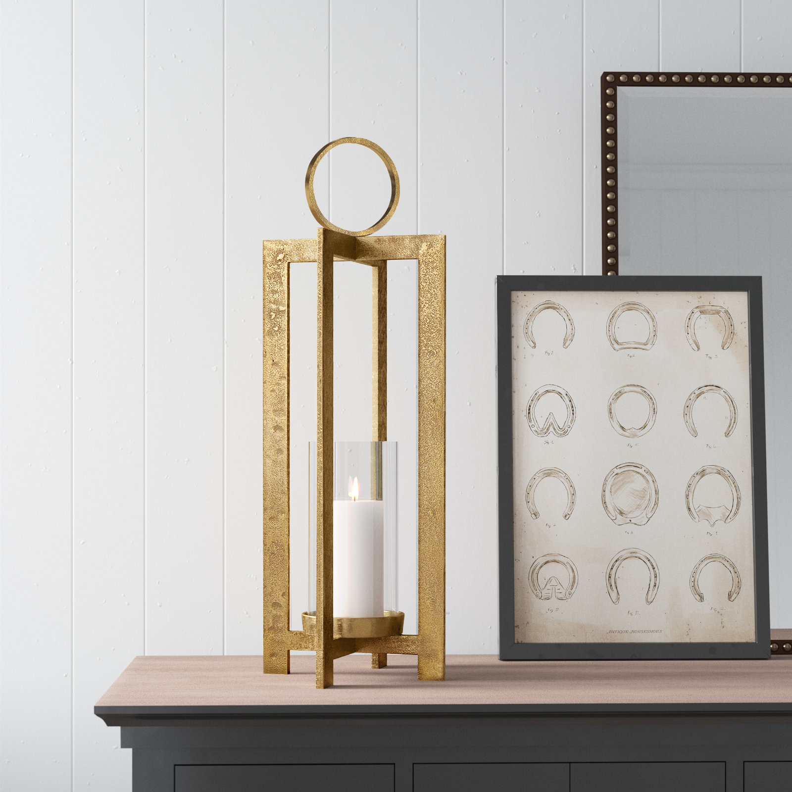 Barrow Lantern, Gold, 26" H x 8" W x 8" D