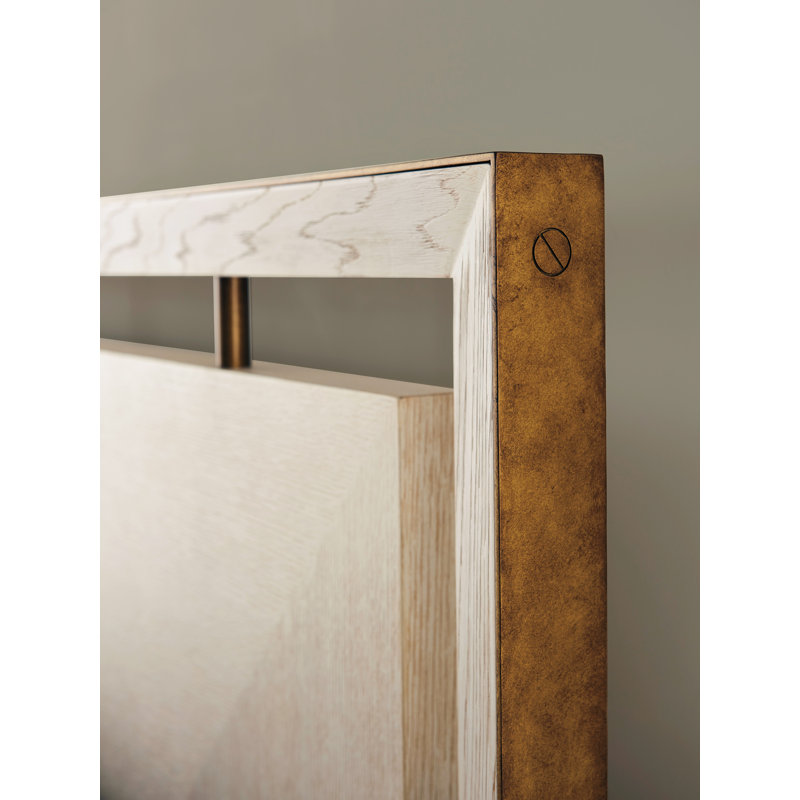 Queen Cream Wood and Leather Panel Headboard