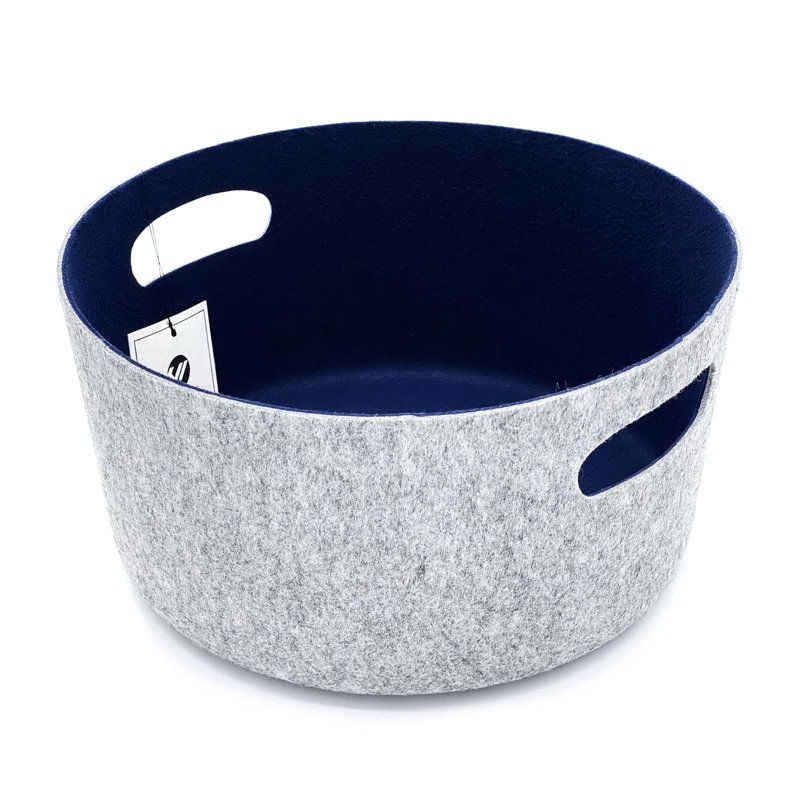 Cube ou bac de rangement en feutre, Bleu marine / gris