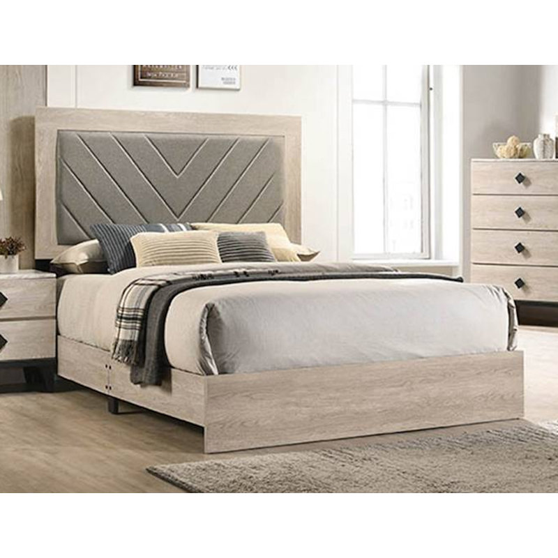 Eiraanaci Upholstered Standard Bed, Queen, Cream