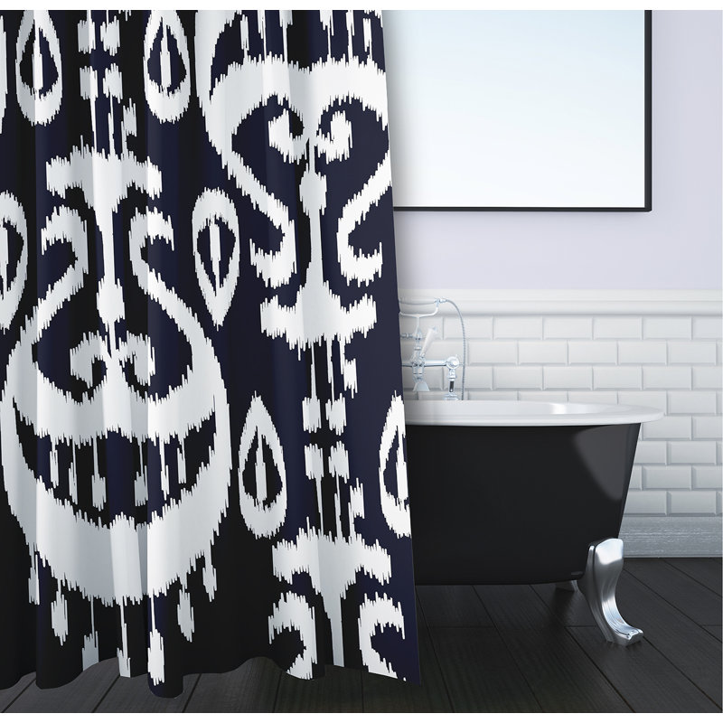 Rideau de douche simple Melchior Ikat, Bleu marine