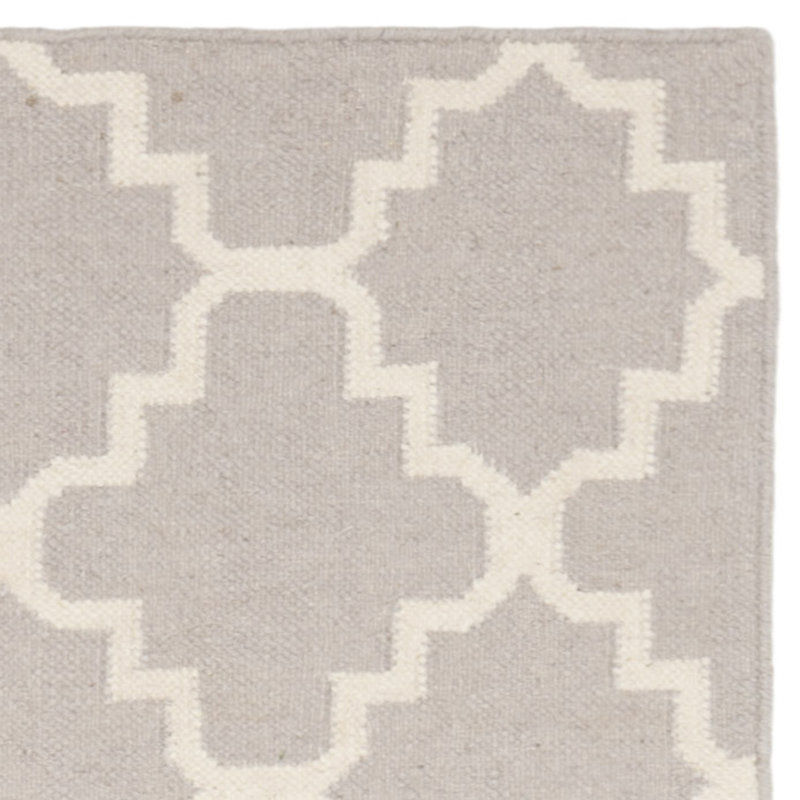 Tapis gris en laine et coton tissé à la main Rodgers, Rectangle 10 pi x 14 pi