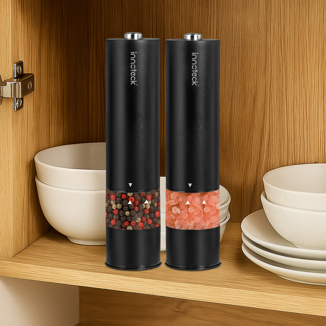 B&Q - Essentials Stainless Steel Electric Salt & Pepper Mill SetBlack - Image 3