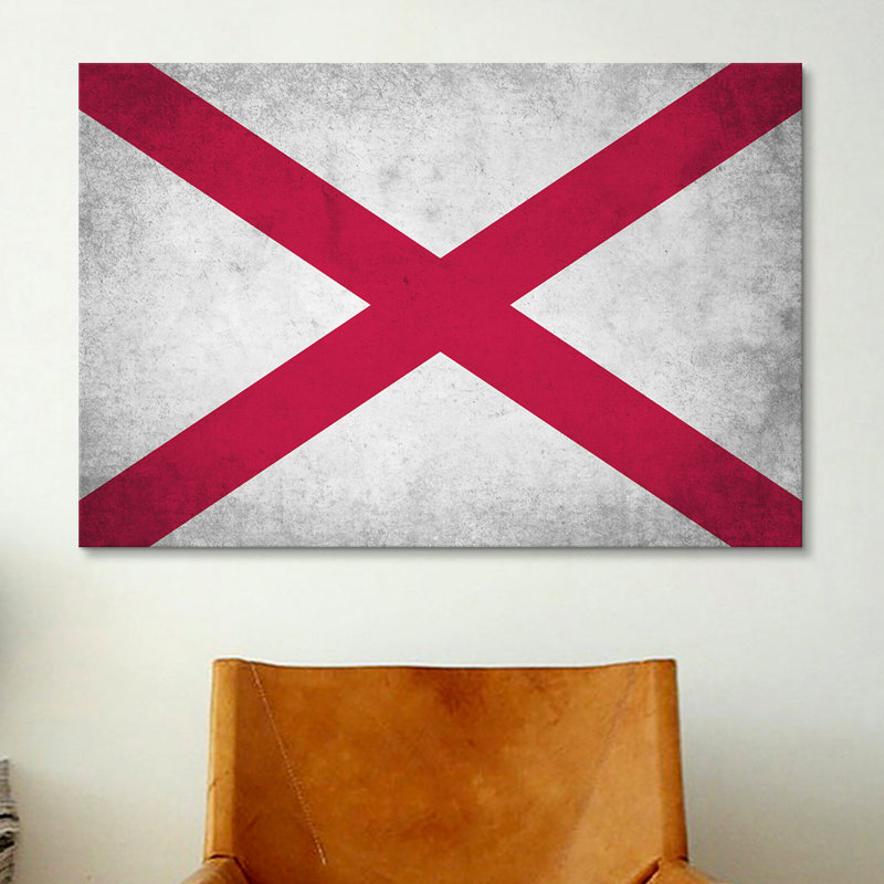 Drapeau alabama, impression sur toile grunge, H 8 po x l 12 po x P 0,75 po