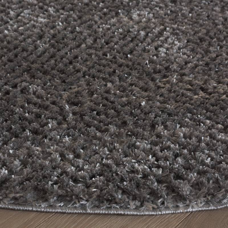 Ubertina Penelope Shag Performance Solid Color Rug, Round 6'7"