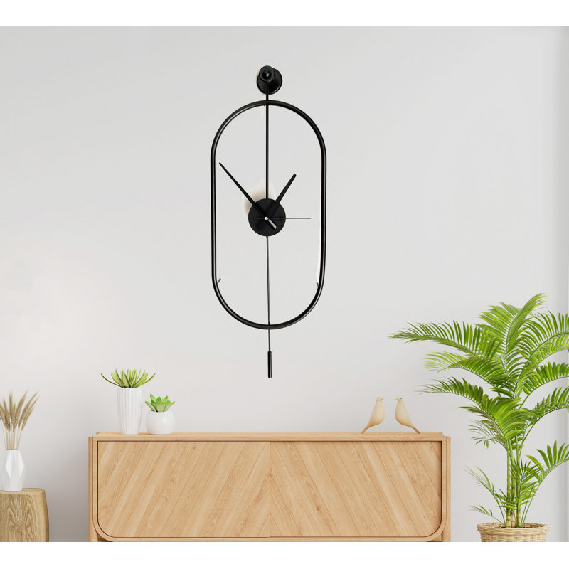 Elegant Decorative Metal Wall Clock, Black, 11.0 x 31.5 x 2.8 inches | 100% Durable Metal Construction, Lightweight at 5.5 lbs | Perfect for Modern Home Decor & Office Spaces, Stylish and Functional Design