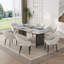 Ensemble de 2 chaises de salle à manger modernes rembourrées, chaises d'appoint blanches en similicuir avec accoudoirs incurvés et pieds en métal noir, assemblage requis-136989488