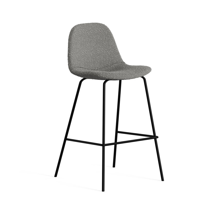 Tabouret de bar et de comptoir Kody, Tabouret de comptoir (siège d’une hauteur de 23, Boucle gris
