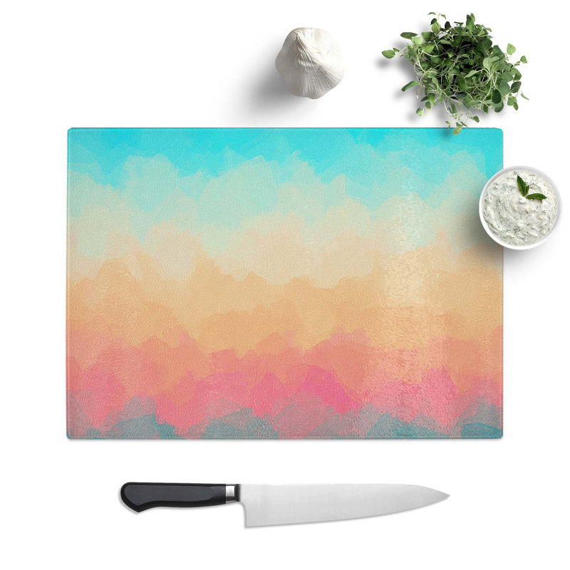 Tempered Glass Sky Chopping Board, 28.5 cm W x 20 cm L