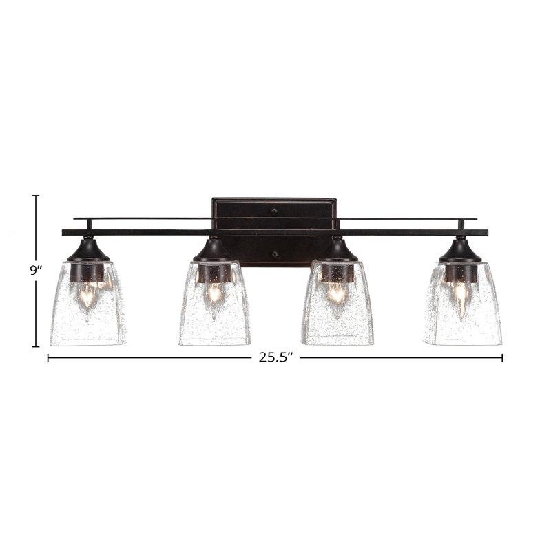 Uptowne 4 Light Bath Bar Shown In Dark Granite Finish With 4.5” Square Clear Bubble Glass