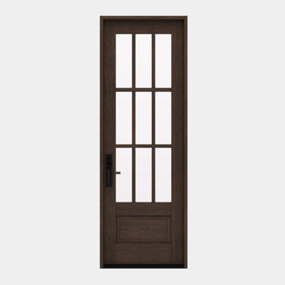 G7509-SW-96 | Porte simple 96 po, extérieur pré-monté RTA, 9 Lite SDL, 3/4 Lite, 1 panneau, bois d'acajou brut