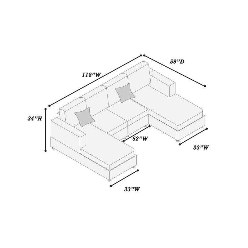 Ensemble modulaire 3 pièces Eddie, Velours côtelé gris foncé