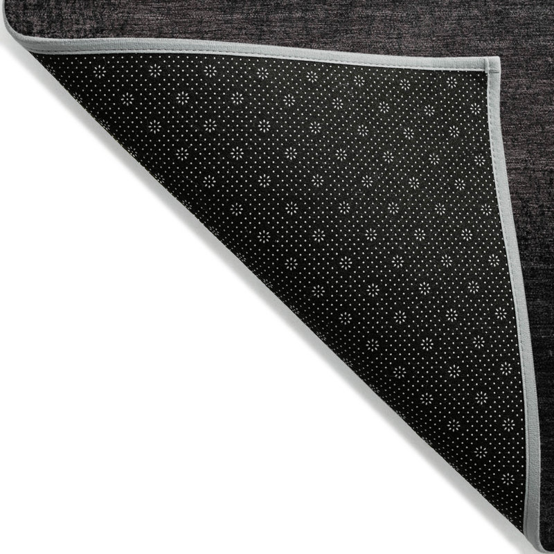 Tapis noir intérieur / extérieur lavable à la machine Xhevrie, Tapis de couloir 2 pi 3 po x 7 pi 6 po
