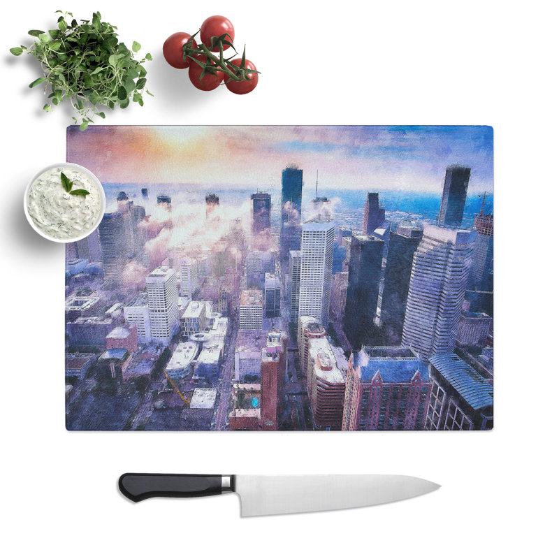 Tempered Glass Houston Texas Skyline Chopping Board, 28.5 cm x 39 cm