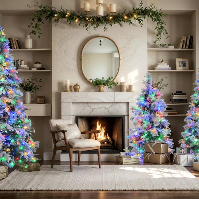 Arbre de Noël enneigé 4 pi avec pommes de pin, 170 branches, 120 lumières DEL et 11 modes de clignotant pour un décor festif