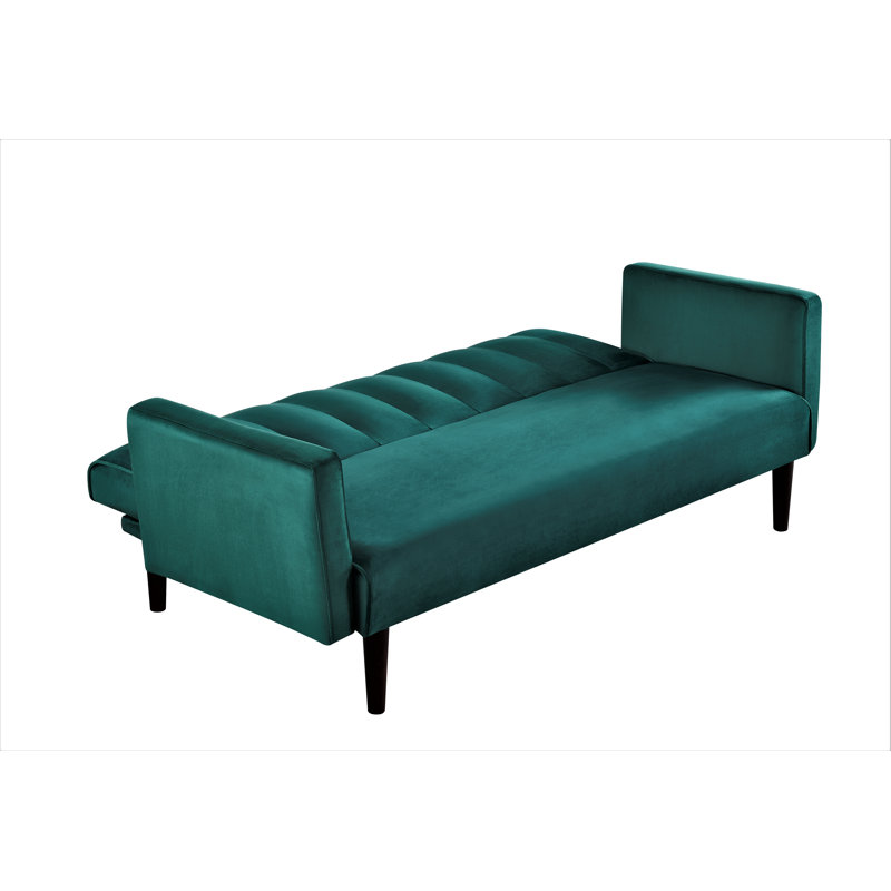 Canapé convertible en velours de 72 po de large Da divers, Velours vert
