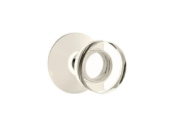 Ensemble de mortaise intérieure Emtek Passage avec rosette moderne et poignée en verre à disque moderne (LH), Nickel poli