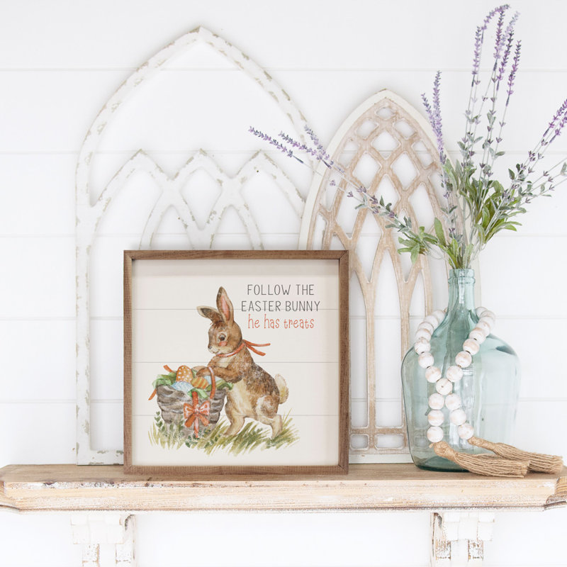 Suivez le lapin de Pâques blanc, H 12 po x l 12 po x P 1 po