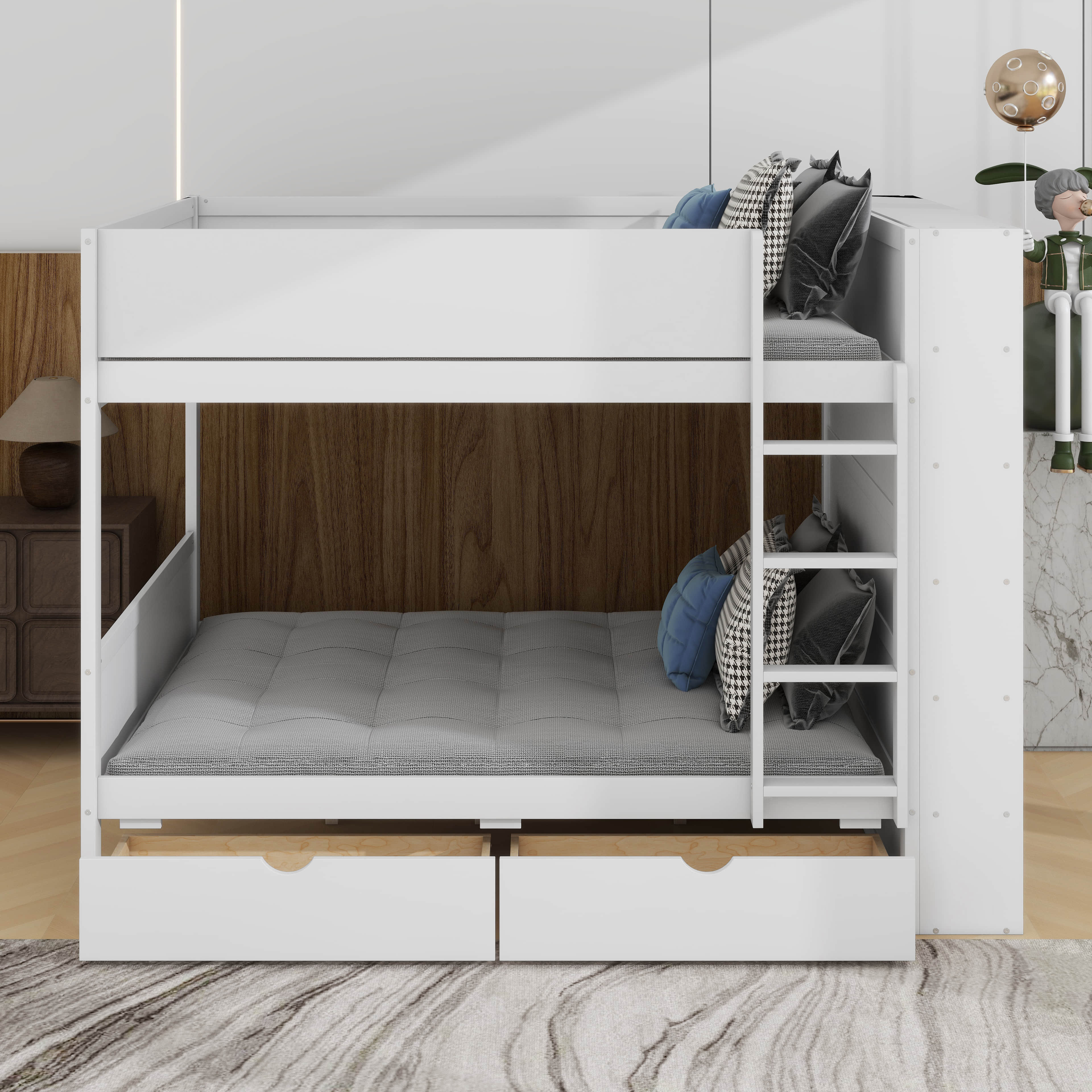 Harriet Bee Twin Over Twin Bunk Bed With Drawers And Cabinet - Wayfair ...