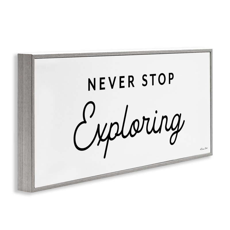 Never Stop Exploring Framed Giclee Art by Susan Ball, Farmhouse Gray Framed Giclee, 13" H x 30" W