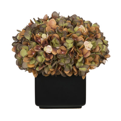 Real Touch Coffee Hydrangea Arrangement in Vase