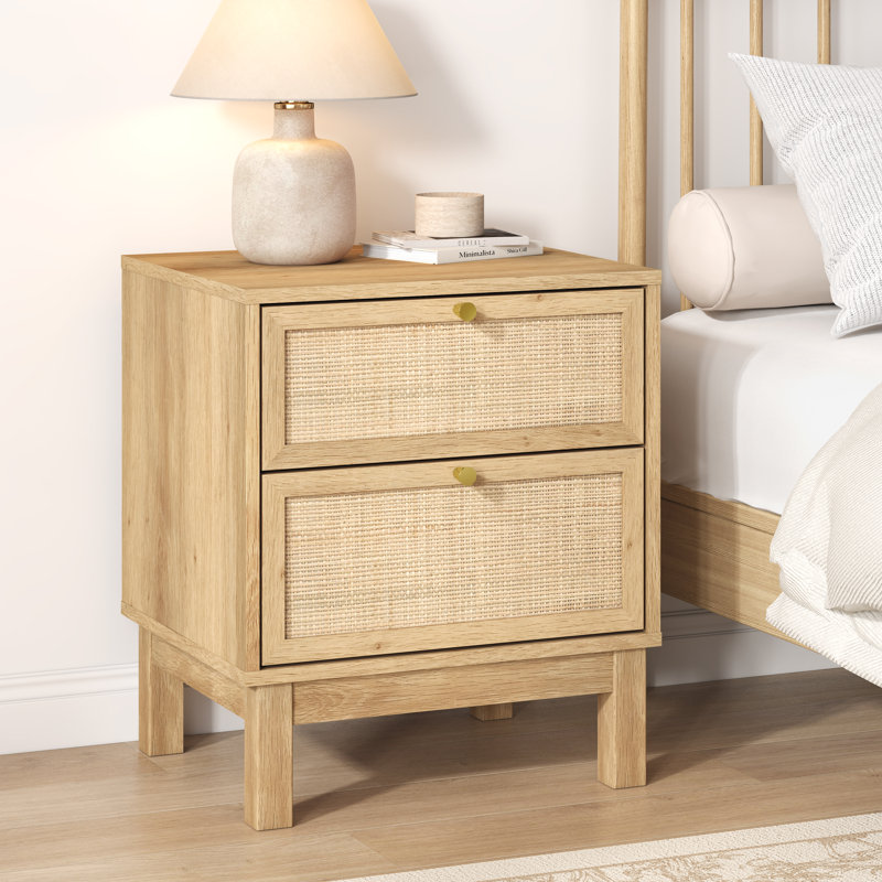 18.9''w Natural Rattan 2-drawer Nightstand