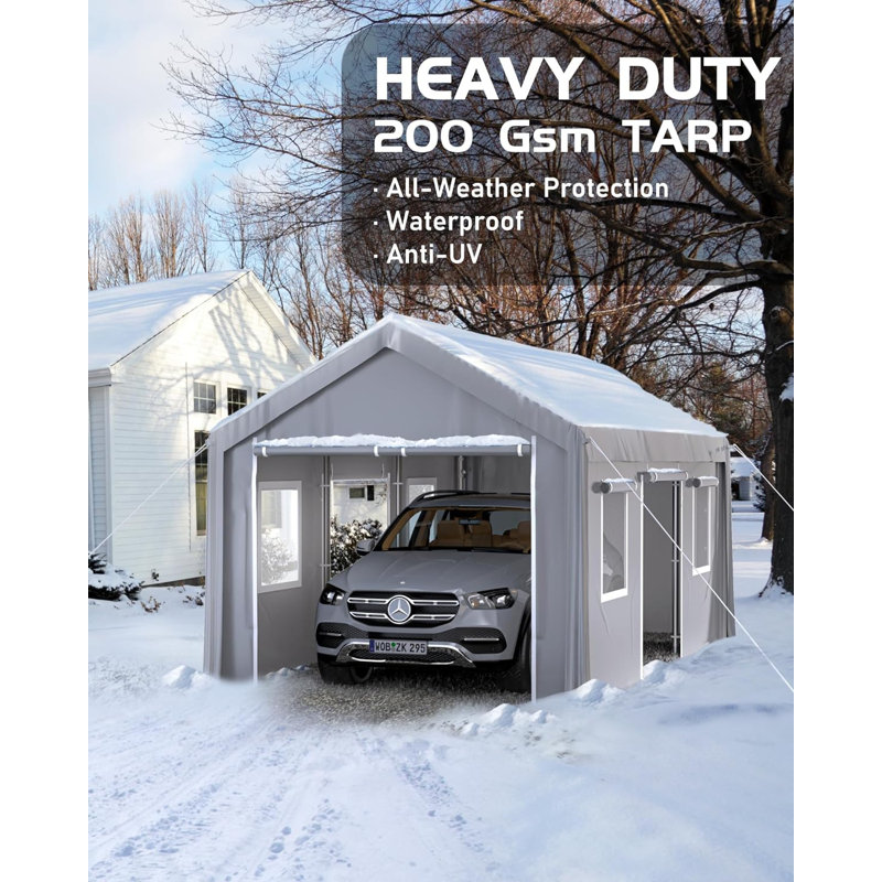 Portable Heavy Duty Canopy 10 ft. W x 20 ft. D Polypropylene Portable Garage Shed