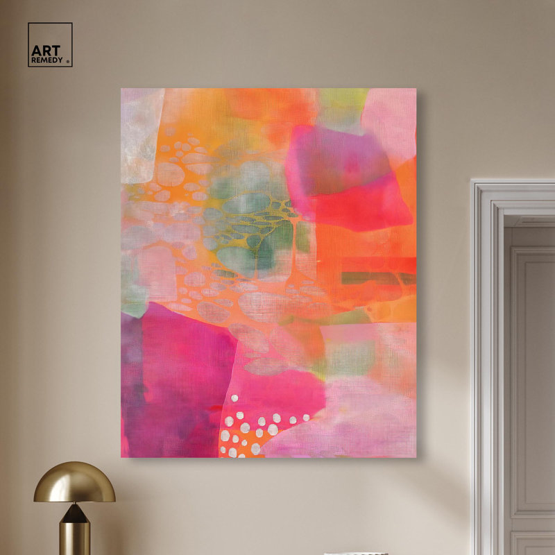 «Garnet Gleam II», toile néon abstraite par Art Remedy, H 24 po x l 20 po, Toile tendue