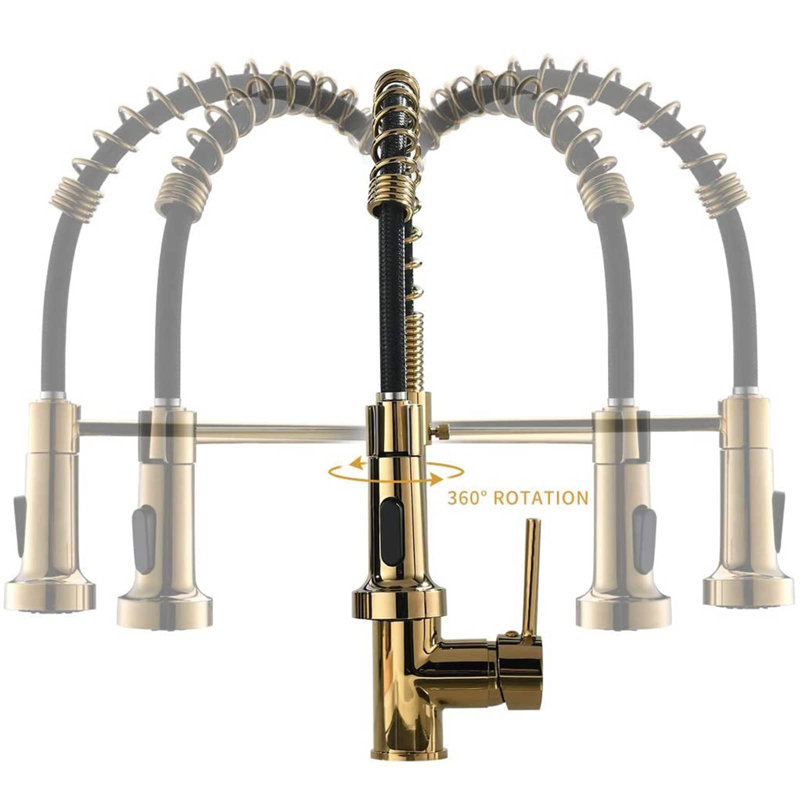 AWZTOO Pull Down Kitchen Faucet, Brushed Gold