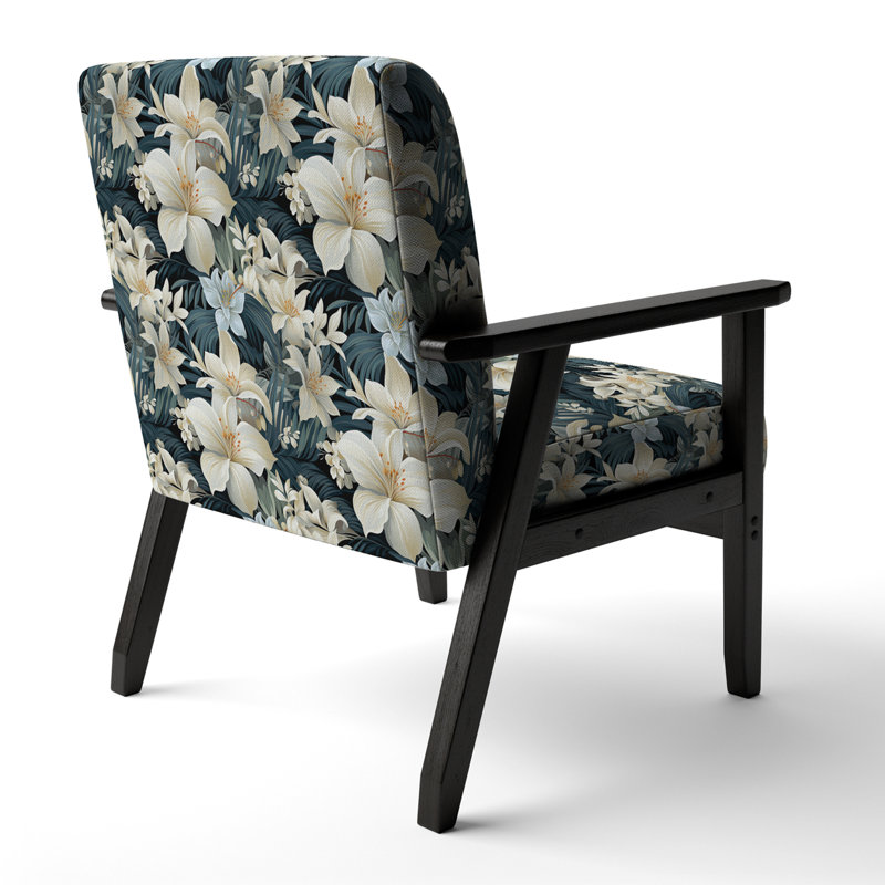 Chaise avec accoudoirs rembourrée beige et gris Jungle Botanical