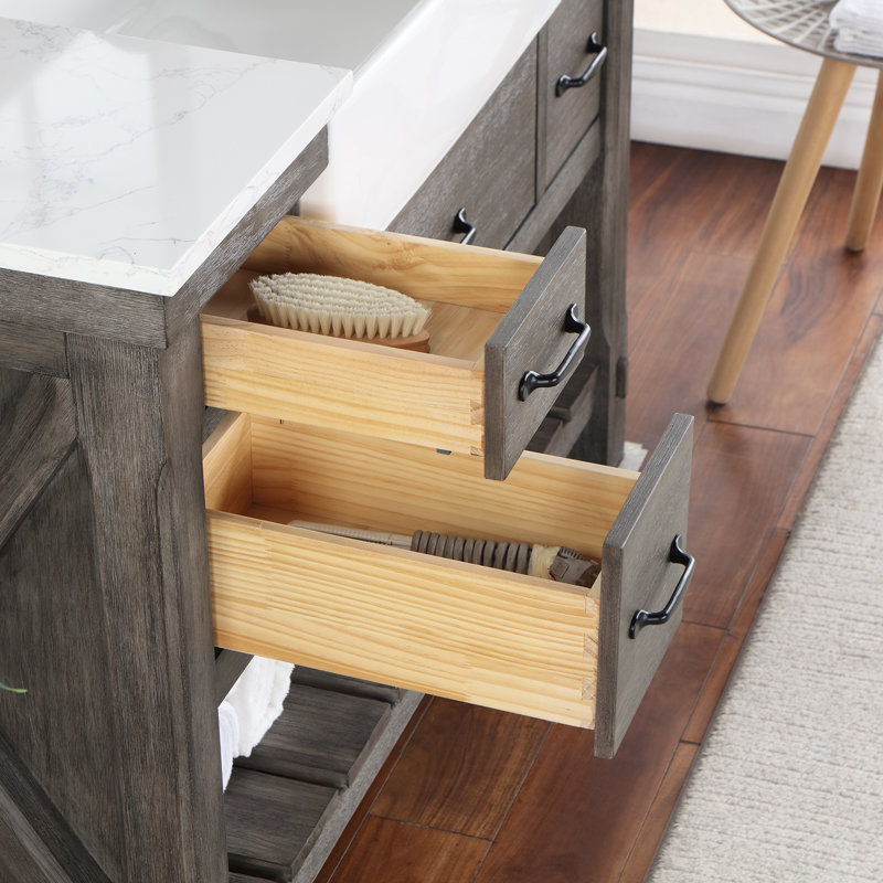 Villareal 48'' Single Bathroom Vanity with Engineered Stone Top, Classical Gray