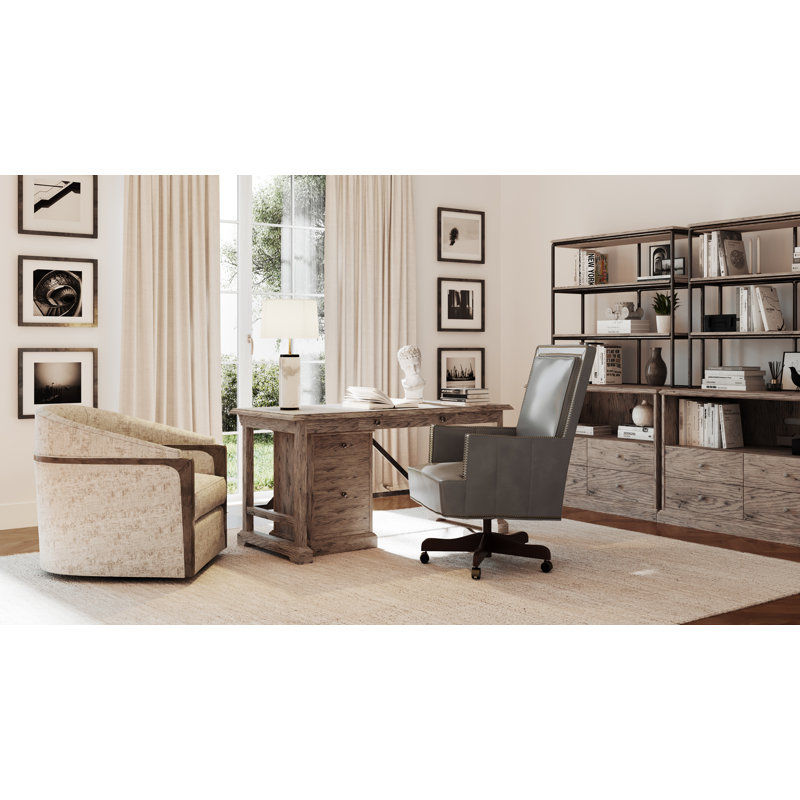 Arcadian Credenza Desk with Hutch and Built in Outlets