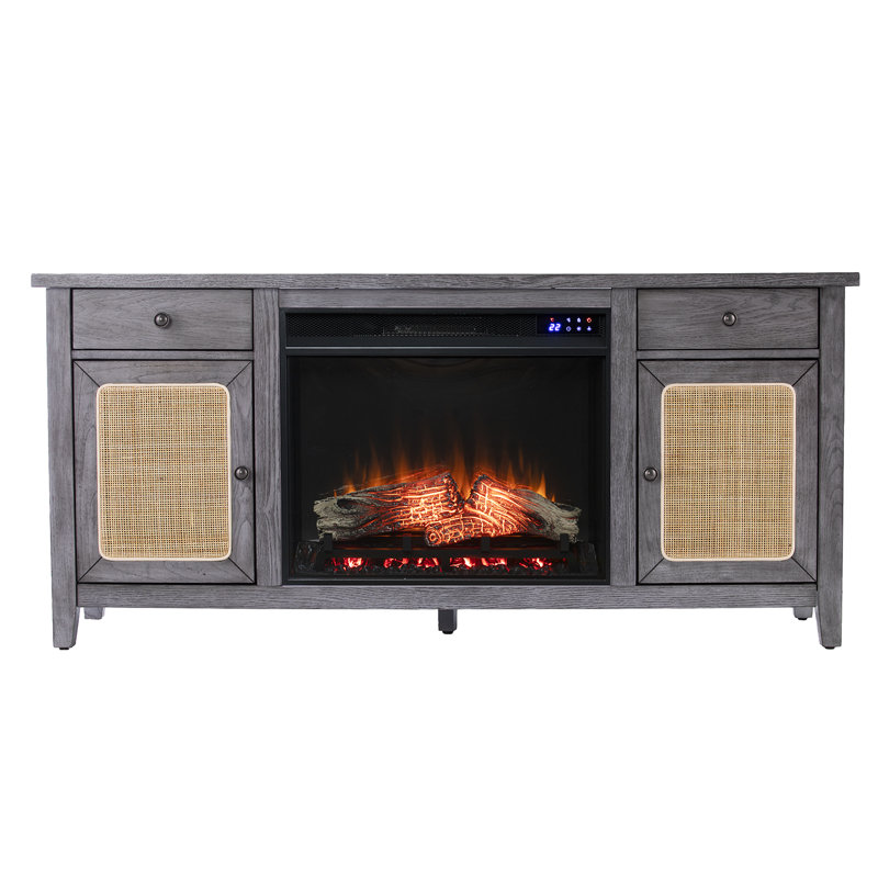 Clubmoss TV Stand for TVs up to 55" with Electric Fireplace Included