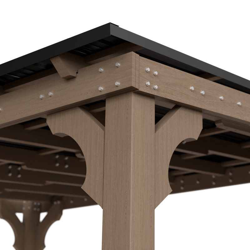 Solid Wood Carport Gazebo, 10' X 12'