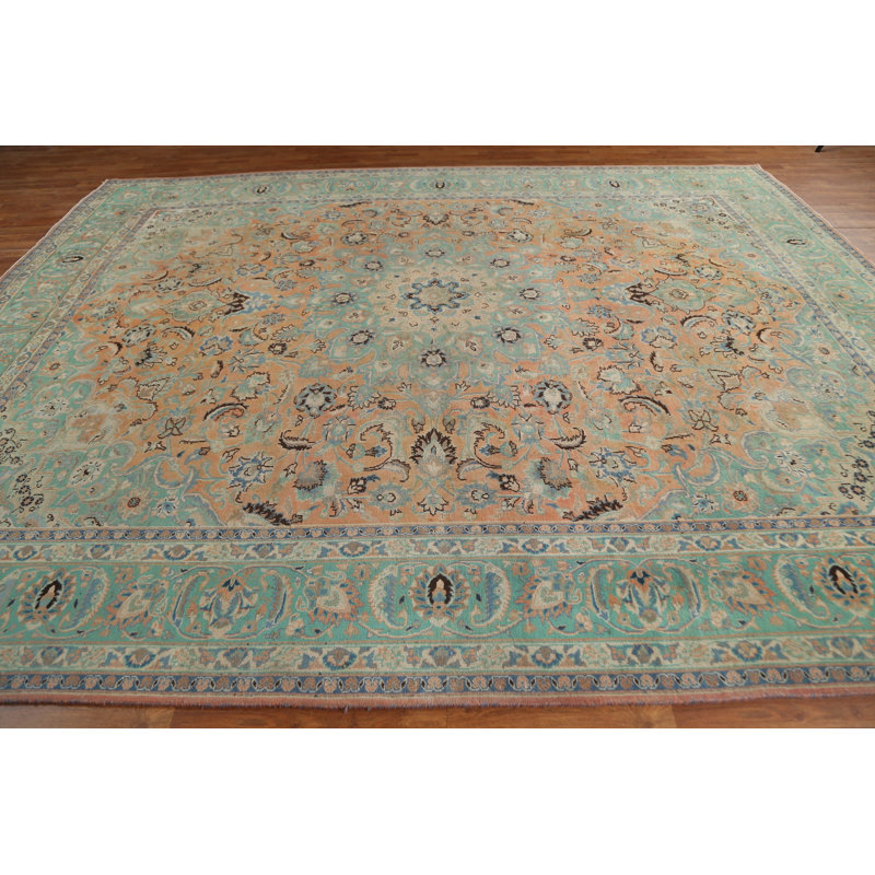 Tapis persan vieilli noué à la main Mashad 9 x 12