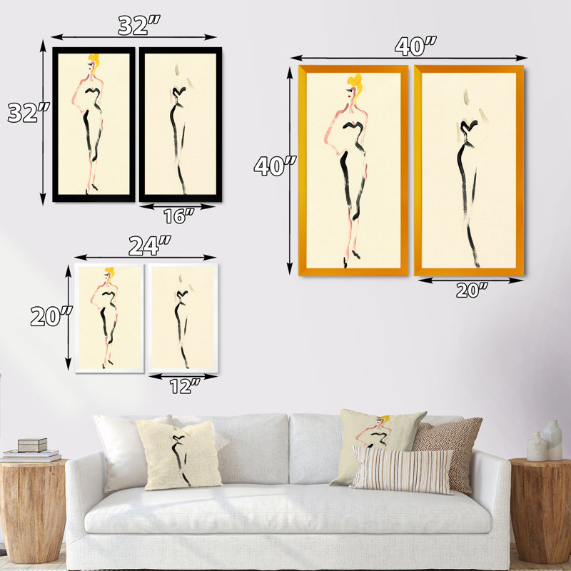 «Fashion Woman», impression sur toile 2 pièces, H 20 po x l 24 po x P 1 po, Cadre photo noir