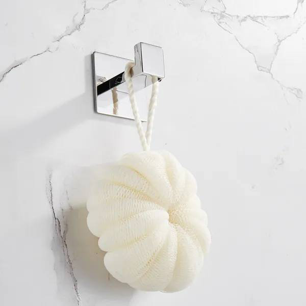 Ensemble d'accessoires de salle de bain à forte viscose et adhésif 4 pièces sans perçage Porte-serviettes en argent brossé
