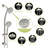 Multi Function Shower - 4.7" Rain Showerhead, 8 Hand Shower, Stainless Steel Hose, Adjustable Holder, Slide Bar, Angle Brushed Nickel Head System With Holder-118036887