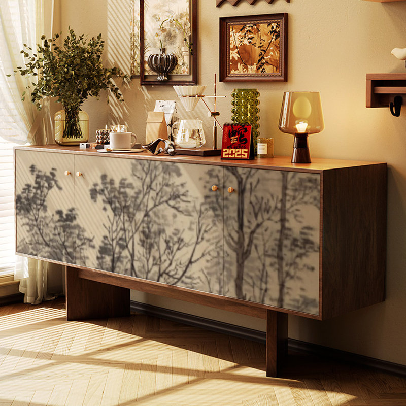 Buffet de style rétro et minimaliste, Noyer / beige