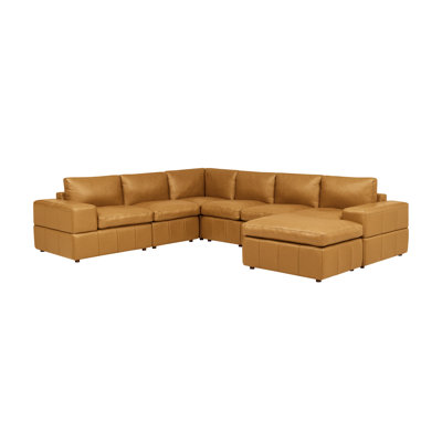 Sarenkhet Leather Match Large Seating Modular Sectional
