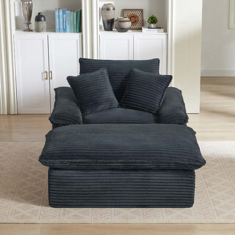 Méridienne avec repose-pieds, coussin lombaire, Gris foncé