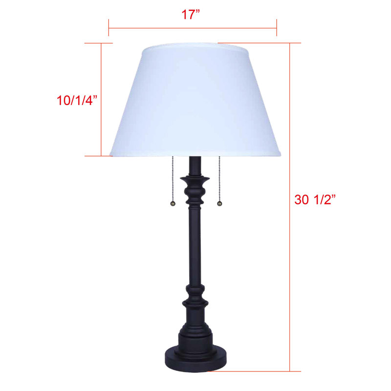 Deylani 2 Light Table Lamp With Oil Rubbed Bronze Finish And White Shade
