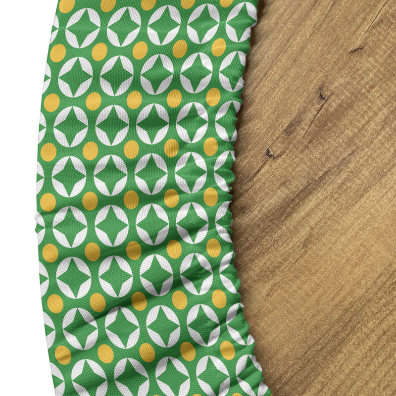 Ambesonne Vintage Fitted Round Tablecloth Green Earth Yellow, 47.24" Round