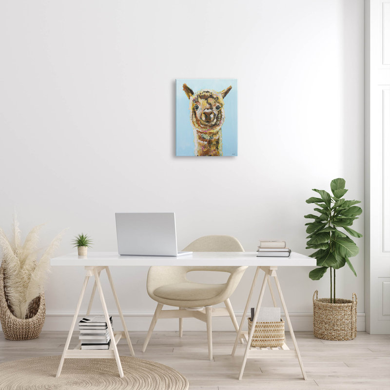 «Happy Llama Farm Animal Face», art mural sur toile par Jen Seeley, H 20 po x l 16 po x P 1,5 po